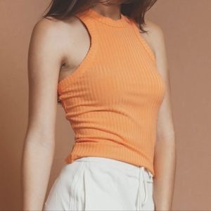 Free People FP Movement Medium Take Everywhere Tank Top Orange Ribbed Knit
